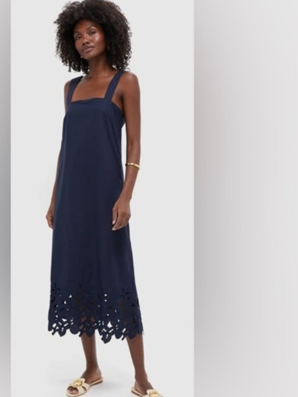 Tuckernuck Women's Navy Cotton Eyelet Moria Dress, Size Small